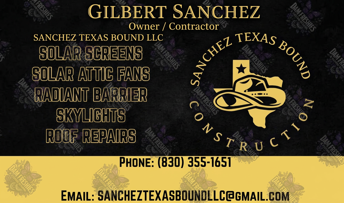 Sanchez Texas Bound Construction business card